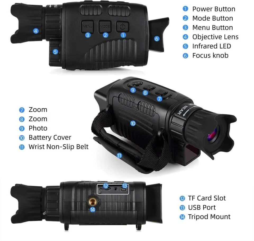 Monocular visión nocturna con conexión USB tipo C para imágenes y video