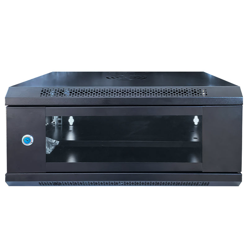 Gabinete rack de pared 4U 19 pulgadas en acero negro para equipos de red